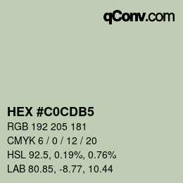 Color code: HEX #C0CDB5 | qconv.com