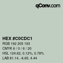 Color code: HEX #C0CDC1 | qconv.com