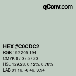 Color code: HEX #C0CDC2 | qconv.com