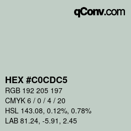 カラーコード: HEX #C0CDC5 | qconv.com