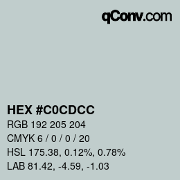 Color code: HEX #C0CDCC | qconv.com