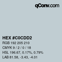 Color code: HEX #C0CDD2 | qconv.com