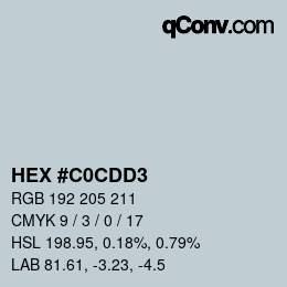 Color code: HEX #C0CDD3 | qconv.com