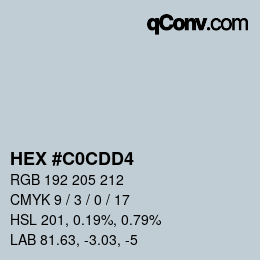 カラーコード: HEX #C0CDD4 | qconv.com