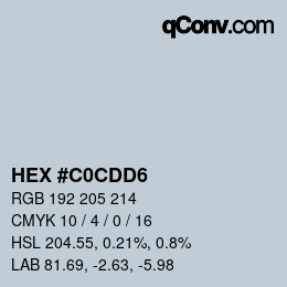カラーコード: HEX #C0CDD6 | qconv.com
