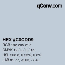 カラーコード: HEX #C0CDD9 | qconv.com
