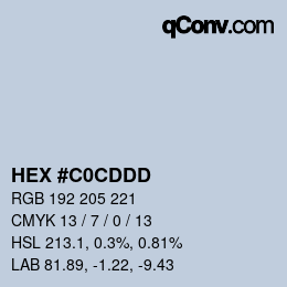 カラーコード: HEX #C0CDDD | qconv.com