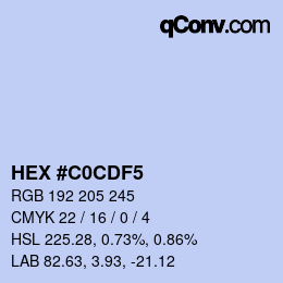 カラーコード: HEX #C0CDF5 | qconv.com