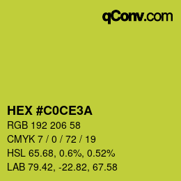 Color code: HEX #C0CE3A | qconv.com