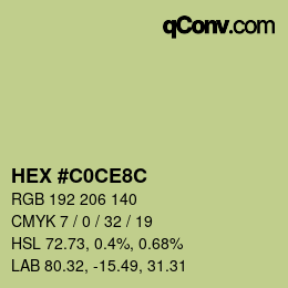 カラーコード: HEX #C0CE8C | qconv.com