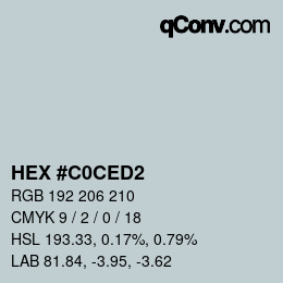 カラーコード: HEX #C0CED2 | qconv.com