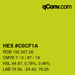 Color code: HEX #C0CF1A | qconv.com