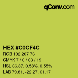 Color code: HEX #C0CF4C | qconv.com