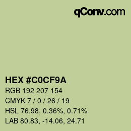 Color code: HEX #C0CF9A | qconv.com