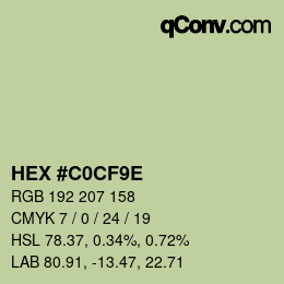Color code: HEX #C0CF9E | qconv.com