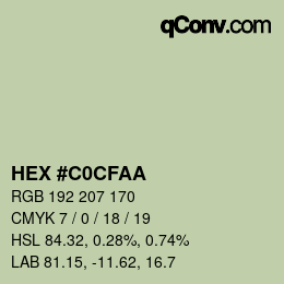 Color code: HEX #C0CFAA | qconv.com