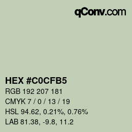 Color code: HEX #C0CFB5 | qconv.com