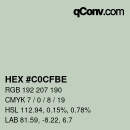 Color code: HEX #C0CFBE | qconv.com