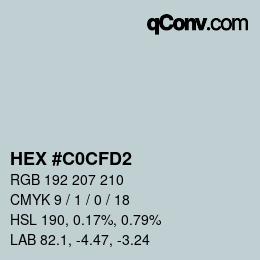 Color code: HEX #C0CFD2 | qconv.com