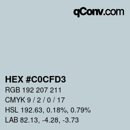 Color code: HEX #C0CFD3 | qconv.com
