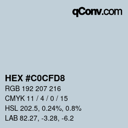 Color code: HEX #C0CFD8 | qconv.com