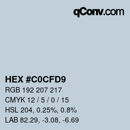 カラーコード: HEX #C0CFD9 | qconv.com