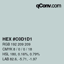 Color code: HEX #C0D1D1 | qconv.com
