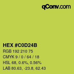 Color code: HEX #C0D24B | qconv.com