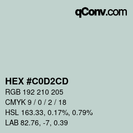 Color code: HEX #C0D2CD | qconv.com