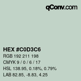 Color code: HEX #C0D3C6 | qconv.com
