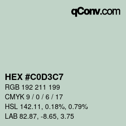 カラーコード: HEX #C0D3C7 | qconv.com