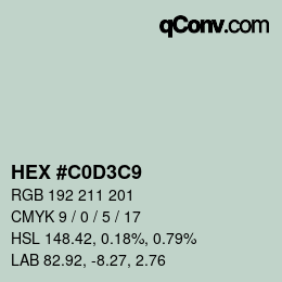 Color code: HEX #C0D3C9 | qconv.com