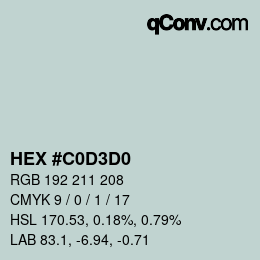 Color code: HEX #C0D3D0 | qconv.com