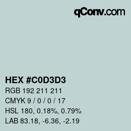 Color code: HEX #C0D3D3 | qconv.com