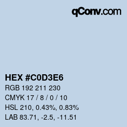 Farbcode: HEX #C0D3E6 | qconv.com