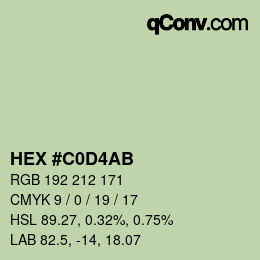 Color code: HEX #C0D4AB | qconv.com