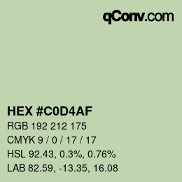 Código de color: HEX #C0D4AF | qconv.com