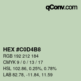 カラーコード: HEX #C0D4B8 | qconv.com