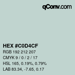 Color code: HEX #C0D4CF | qconv.com