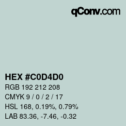 カラーコード: HEX #C0D4D0 | qconv.com