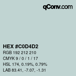 Color code: HEX #C0D4D2 | qconv.com