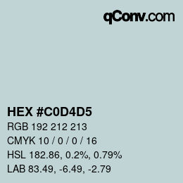 颜色代码: HEX #C0D4D5 | qconv.com