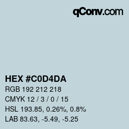 Color code: HEX #C0D4DA | qconv.com