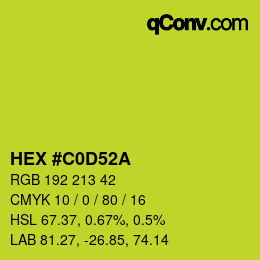 颜色代码: HEX #C0D52A | qconv.com