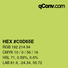 Color code: HEX #C0D65E | qconv.com