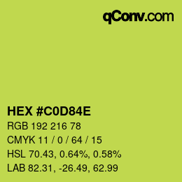 Color code: HEX #C0D84E | qconv.com