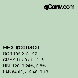 Color code: HEX #C0D8C0 | qconv.com