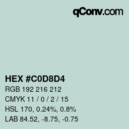 カラーコード: HEX #C0D8D4 | qconv.com