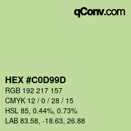 カラーコード: HEX #C0D99D | qconv.com