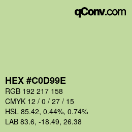 Color code: HEX #C0D99E | qconv.com